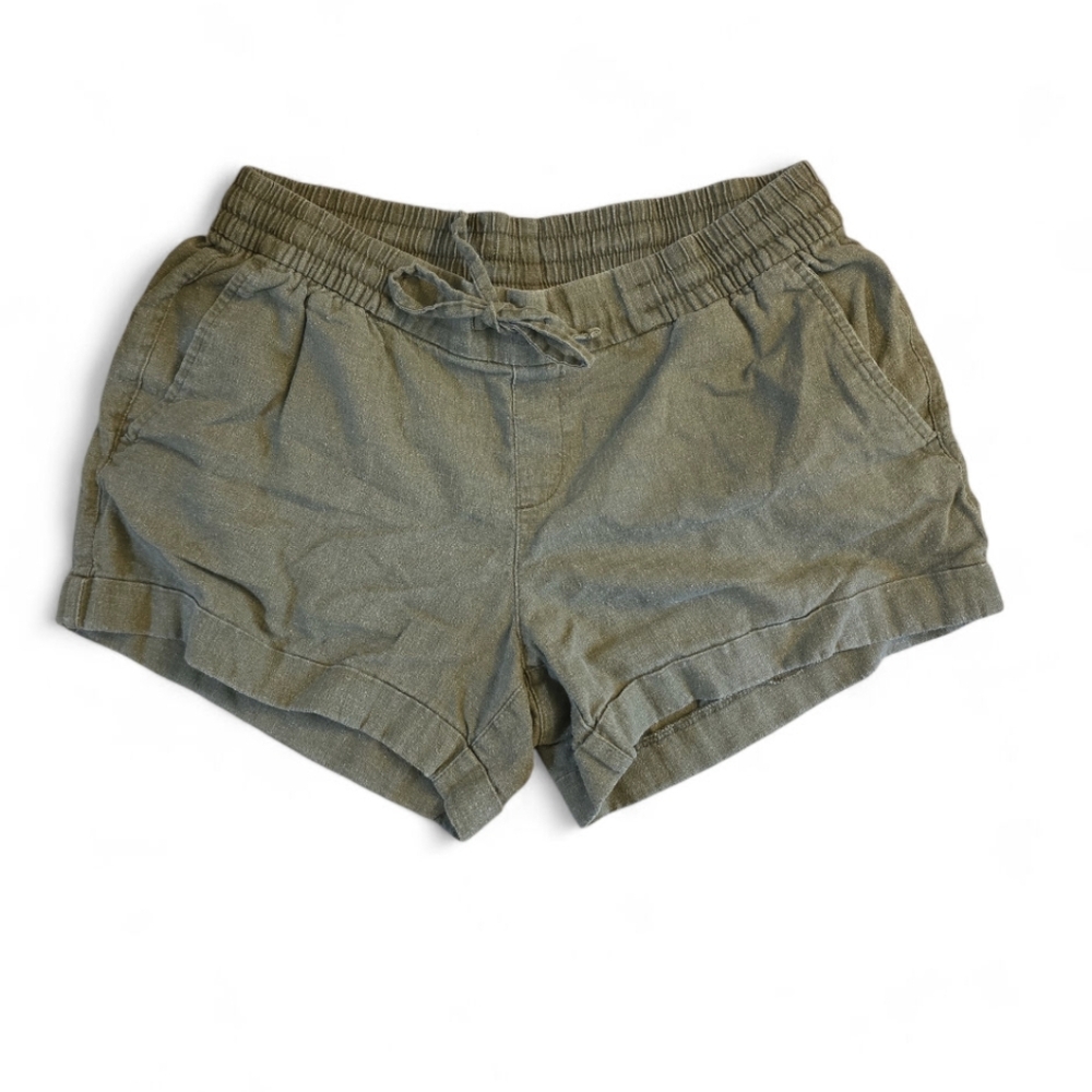 Olive Green Linen Shorts